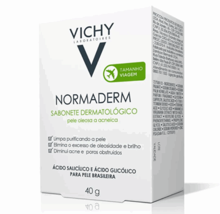 Sabonete Facial em Barra Vichy Normaderm Pele Oleosa a Acneica 40g